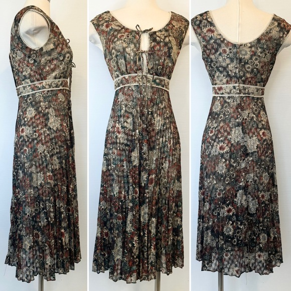 🌺SOLD🌺 Young Edwardian by Arpeja Vintage Floral Prairie Pleated Milkmaid Dress - Picture 15 of 15